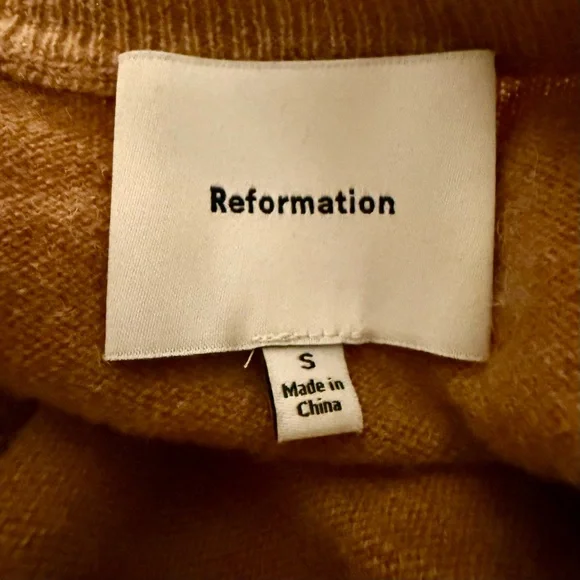 REFORMATION Caspia Clara Cashmere Cardigan in Camel NWT - S - Picture 4 of 7